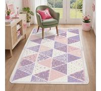Alfombra de área de triángulos, patrones florales contemporáneos, diseños geométricos, primavera violeta, esencial para dormitorio, alfombra de interior que no se desprende, para entrada, baño, mesita