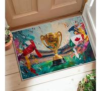 Alfombra de área de trofeo, banderas de celebración deportiva, cintas, celebración, dorado, pelo bajo, suave, resistente a las manchas, baño, lavandería, cocina, entrada, decoración, 2 x 3 pies