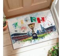 Alfombra de área de trofeo, banderas deportivas festivas, decoración de paisaje urbano, verde, de pelo bajo, alfombra de borde encuadernado para baño, entrada, cocina, mesita de noche, 2 pies x 3 pies