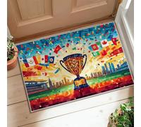 Alfombra de área de trofeo, banderas deportivas para celebración, confeti, celebración, color azul, antideslizante, con respaldo rectangular, no se desprende, baño, entrada, mesita de noche