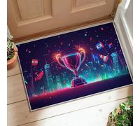 Alfombra de área de trofeo, celebración, festiva, banderas de confeti, celebración, neón, pelo bajo, felpudo suave, resistente a las manchas, baño, puerta, entrada, mesita de noche, decoración de 2 x