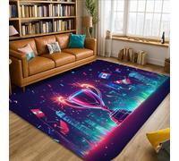 Alfombra de área de trofeo, diseño de confeti festivo, color violeta, antideslizante, suave, rectangular, resistente a las manchas, para sala de estar, dormitorio, pasillo, escritorio, oficina