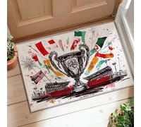 Alfombra de área de trofeos, banderas de celebración deportiva, fuegos artificiales, color rojo, pelo bajo, suave, resistente a las manchas, entrada, baño, lavandería, decoración de mesita de noche, 2