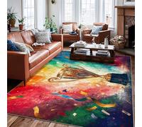 Alfombra de área de trofeos, confeti vibrante y festivo, fondo colorido, celebración, dorada, parte trasera antideslizante, alfombra rectangular para sala de estar, dormitorio, debajo de la cama
