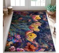 Alfombra de área de tulipanes, banderas vibrantes, fuegos artificiales, verano, violeta, pelo bajo, suave, resistente a las manchas, baño, entrada, cocina, mesita de noche, decoración de 3 x 5 pies