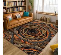 Alfombra de área en espiral, diseño de hojas inspiradas en la naturaleza mística, color marrón, antideslizante, para interiores, no se desprende, para sala de estar, dormitorio, pasillo, oficina