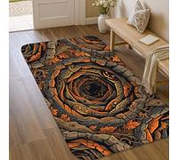 Alfombra de área en espiral, diseño de hojas inspiradas en la naturaleza mística, color marrón, antideslizante, alfombra rectangular para entrada, baño, lavandería, mesita de noche, decoración de 3 x