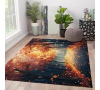 Alfombra de área Estilo nórdico Sendero de Bosque de otoño alfombras de Hoja caída Alfombra Suave y acogedora de Pelo bajo para salón Dormitorio salón Sala de té Entrada del bebé Lavable 100x120cm