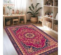 Alfombra de área floral, tradicional, elegante, geométrica, ornamentada, color borgoña, antideslizante, rectangular, alfombra de suelo para sala de estar, dormitorio, pasillo, escritorio, oficina
