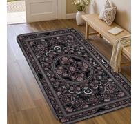 Alfombra de área floral, tradicional y elegante, con diseño de círculo, no se desprende, para entrada, baño, lavandería, mesita de noche, 3 x 5 pies