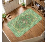 Alfombra de área floral, vintage, elegante, hojas brotes, verde primavera, antideslizante, alfombra rectangular para interiores, no se desprende, para sala de estar, dormitorio, comedor, escritorio