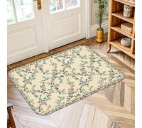 Alfombra de área floral, vintage, elegante, hojas de vid, primavera, crema, antideslizante, rectangular, no se desprende, para entrada, baño, lavandería, decoración de mesita de noche, 2 x 3 pies