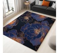 Alfombra de área Marina Guerra, 80 x 150 cm Alfombras de Felpa Suaves Impresionista Líneas Pan Oro Rosas Alfombras Antideslizantes Lavable Interior para Dormitorio salón Oficina Cocina Entrada
