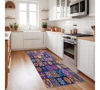 Alfombra de área morada, antideslizante, lavable a máquina, diseño abstracto de estrellas, círculos, para dormitorio, comedor, entrada, decoración del hogar, tapete fino de pelo bajo para niños y