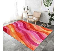 Alfombra de área Naranja Rojo, para la decoración del Pasillo Alfombras 120 x 180 cm Interiores Antideslizantes Alfombras Acuarela Textura Ondulada Pelo Corto Lavables Alfombras