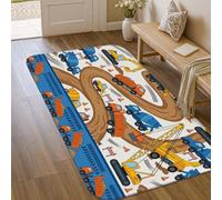 Alfombra de área para camión, divertida y casual, diseño de grúas excavadoras, color azul, antideslizante, resistente a la decoloración, entrada, baño, cocina, puerta, decoración de 3 x 5 pies