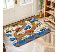 Alfombra de área para camión, divertida y casual, diseño de grúas excavadoras, color azul, antideslizante, borde antideslizante, alfombra rectangular para entrada, baño, lavandería, decoración de 2 x