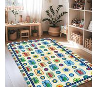 Alfombra de área para coche, estrellas coloridas y juguetonas, animales, color amarillo, antideslizante, rectangular, alfombras de suelo para sala de estar, dormitorio, debajo de la mesa, comedor