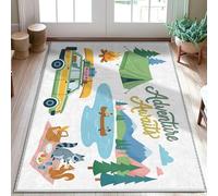 Alfombra de área para coche, tienda de campaña al aire libre, lago, verano, verde, pelo bajo, estético, alfombra rectangular con acentos para baño, puerta, entrada, mesita de noche, decoración de 3 x