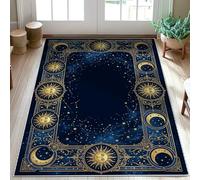 Alfombra de área para el sol, astrológica luna celestial, otoño, azul marino, antideslizante, rectangular, no se desprende, para entrada, baño, cocina, puerta, decoración de 3 x 5 pies