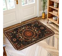 Alfombra de área para el sol, bohemio, e tica, luna, estrellas, celestial, negro, pelo bajo, esponja, para interiores, no se desprende, para entrada, baño, lavandería, decoración de 2 x 3 pies