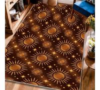 Alfombra de área para el sol, bohemio, rústico, círculo, estrella, otoño, color marrón, antideslizante, para interiores, alfombras que no se desprenden, para sala de estar, dormitorio, cocina, pasillo