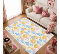 Alfombra de área para el sol, diseño de luna y nube, color amarillo, primavera, esencial, para el hogar, interiores, alfombras que no se desprenden para sala de estar, decoración de comedor, 5 x 7