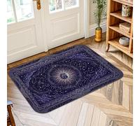 Alfombra de área para el sol, estrellas místicas, nubes, celestial, azul marino, antideslizante, para interiores, no se desprende, entrada, baño, lavandería, decoración de mesita de noche, 2 x 3 pies