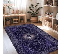 Alfombra de área para el sol, estrellas místicas, nubes, celestial, azul marino, antideslizante, para interiores, alfombras que no se desprenden, para sala de estar, dormitorio, pasillo, escritorio