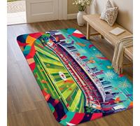 Alfombra de área para estadio, celebración, moderno, confeti, celebración, verde, antideslizante, borde antideslizante, alfombra rectangular para entrada, baño, lavandería, decoración de mesita de