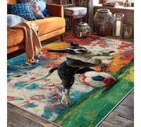 Alfombra de área para perro, contemporánea y juguetona pelota de fútbol, no se desprende, alfombra rectangular para interiores, no se desprende, para sala de estar, dormitorio, dormitorio
