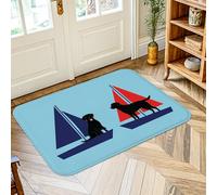 Alfombra de área para perro, náutica, moderna, triángulo, velero, azul, antideslizante, estética, rectangular, acentos, entrada, baño, lavandería, decoración de 2 x 3 pies