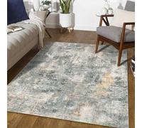 Alfombra de área para sala de estar 110 x 190 cm lavable a máquina antideslizante alfombra decorativa de habitación para oficina cocina dormitorio comedor moderno abstracto gris