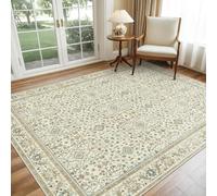 Alfombra de área para sala de estar 110 x 190 cm lavable a máquina antideslizante alfombra decorativa de habitación para oficina cocina dormitorio comedor beige tradicional