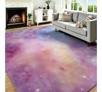 Alfombra de área para sala de estar, 120 x 170 cm, abstracta, lavable a máquina, antideslizante, pelo corto, nebulosa de cielo estrellado, alfombra duradera de lana sintética para dormitorio, comedor