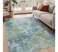 Alfombra de área para sala de estar 150 x 200 cm lavable a máquina alfombra antideslizante decoración de la habitación alfombra grande para oficina cocina dormitorio comedor moderno abstracto azul
