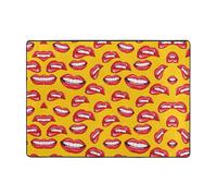 Alfombra de área para sala de estar, lavable, grande, para comedor, dormitorio, antideslizante, con texto en inglés "Smiling and Biting Her Red Lips
