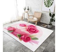 Alfombra de área Rosa, para la decoración del Pasillo Alfombras 160 x 230 cm Interiores Antideslizantes Alfombras Romance Vaso de Papel Pastel Pelo Corto Lavables Alfombras