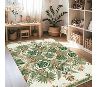 Alfombra de área suculenta, diseño geométrico de hojas bohemias tropicales, color verde, antideslizante, rectangular, para sala de estar, dormitorio, debajo de la mesa, comedor, decoración de 4 x 6