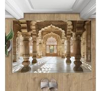 Alfombra de arquitectura clásica, alfombras de palacios para dormitorio, alfombra de área de castillos, alfombra suave, lavable, antideslizante, 60 x 90 cm