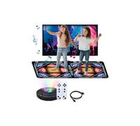 Alfombra De Baile 2 En 1 Para TV Y Pc,Alfombra De Danza Electrónica Con 2 Controladores De Juego,Alfombras De Danza Led Con Luz/100 Canciones/3 Modos De Juego,Fitness, Danza Alfombra de Danzas AR para