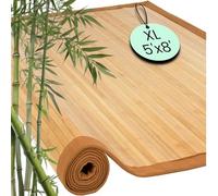 Alfombra de bambú de 5 x 8 pies, alfombra grande de bambú para interiores y exteriores con respaldo antideslizante, alfombra para sala de estar, pasillo, cocina, oficina, 100% madera de bambú natural