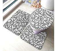 Alfombra De Baño 3 Piezas 3D Gray Pattern Flower Damask Geometric Designs Alfombra Ducha Transpirable Juego De 3 Alfombras Absorbente Alfombrilla para Dormitorio Cocina Entrada