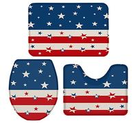 Alfombra De Baño 3 Piezas 4Th of July Patriotic American Flag Juego de 3 alfombras Antideslizante Alfombrilla Lavable Alfombra Ducha para Piso Entrada Dormitorio