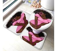Alfombra De Baño 3 Piezas African American Pinup Girl Black Woman with Sun Glasses Alfombrilla Transpirable Juego De 3 Alfombras Antideslizante Alfombra Ducha para Entrada Dormitorio Cocina