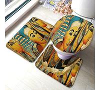 Alfombra De Baño 3 Piezas Ancient Egyptian Women Africa Old Pharaoh Traditional Antique Culture Golden Red Yellow Juego De 3 Alfombras Absorbente Alfombra Ducha Transpirable Alfombrilla