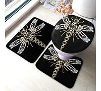 Alfombra De Baño 3 Piezas Beautiful Diamonds Jewelry Shiny Gold Silver Black Juego De 3 Alfombras Absorbente Alfombra Ducha Transpirable Alfombrilla para Cocina Salón Dormitorio
