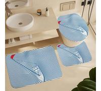 Alfombra De Baño 3 Piezas Boat On The Sea Wave Boat Sailing Alfombra Ducha Absorbente Alfombrilla Antideslizante Juego De 3 Alfombras para Salón Entrada Dormitorio