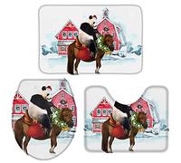 Alfombra De Baño 3 Piezas Christmas Funny Farm Animals Juego de 3 alfombras Cómoda Alfombrilla Antideslizante Alfombra Ducha para Dormitorio Piso Entrada