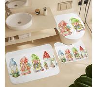 Alfombra De Baño 3 Piezas Christmas Garden Gnomes Watercolor Cute Alfombra Ducha Cómoda Juego De 3 Alfombras Absorbente Alfombrilla para Entrada Dormitorio Cocina